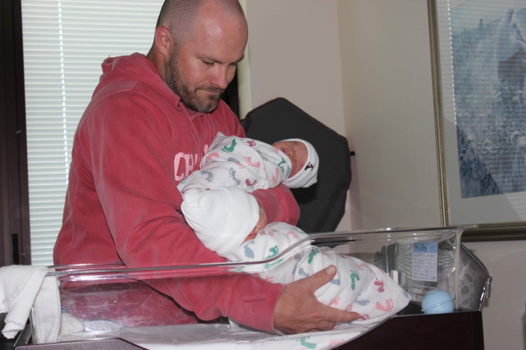 leaving the hospital with newborn twins